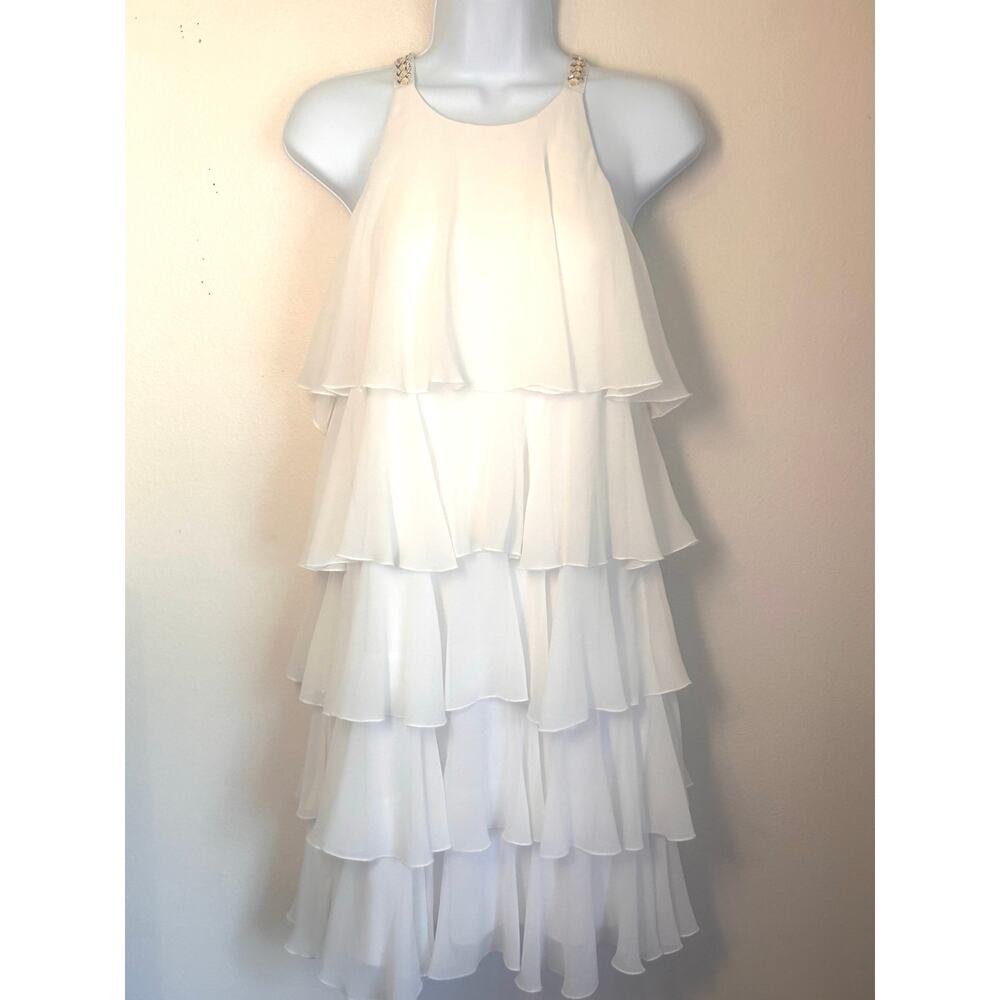 BCBG MAXAZRIA “Kassidy” size s White Chiffon Tiered Party Dress Y2K style